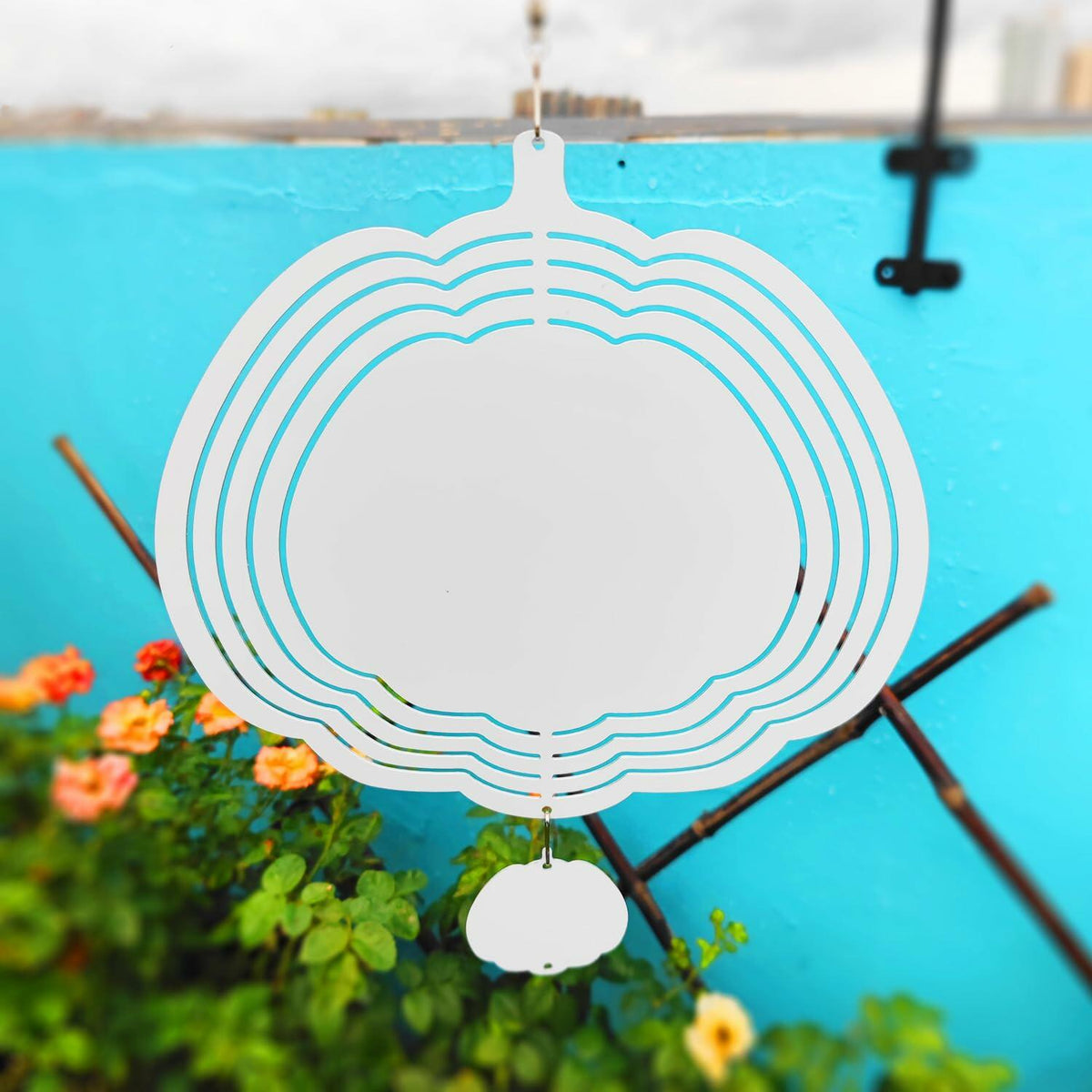 GALAXY WIND SPINNER 10" 3D Stainless Steel Round Pumpkin Garden Decor 25cm