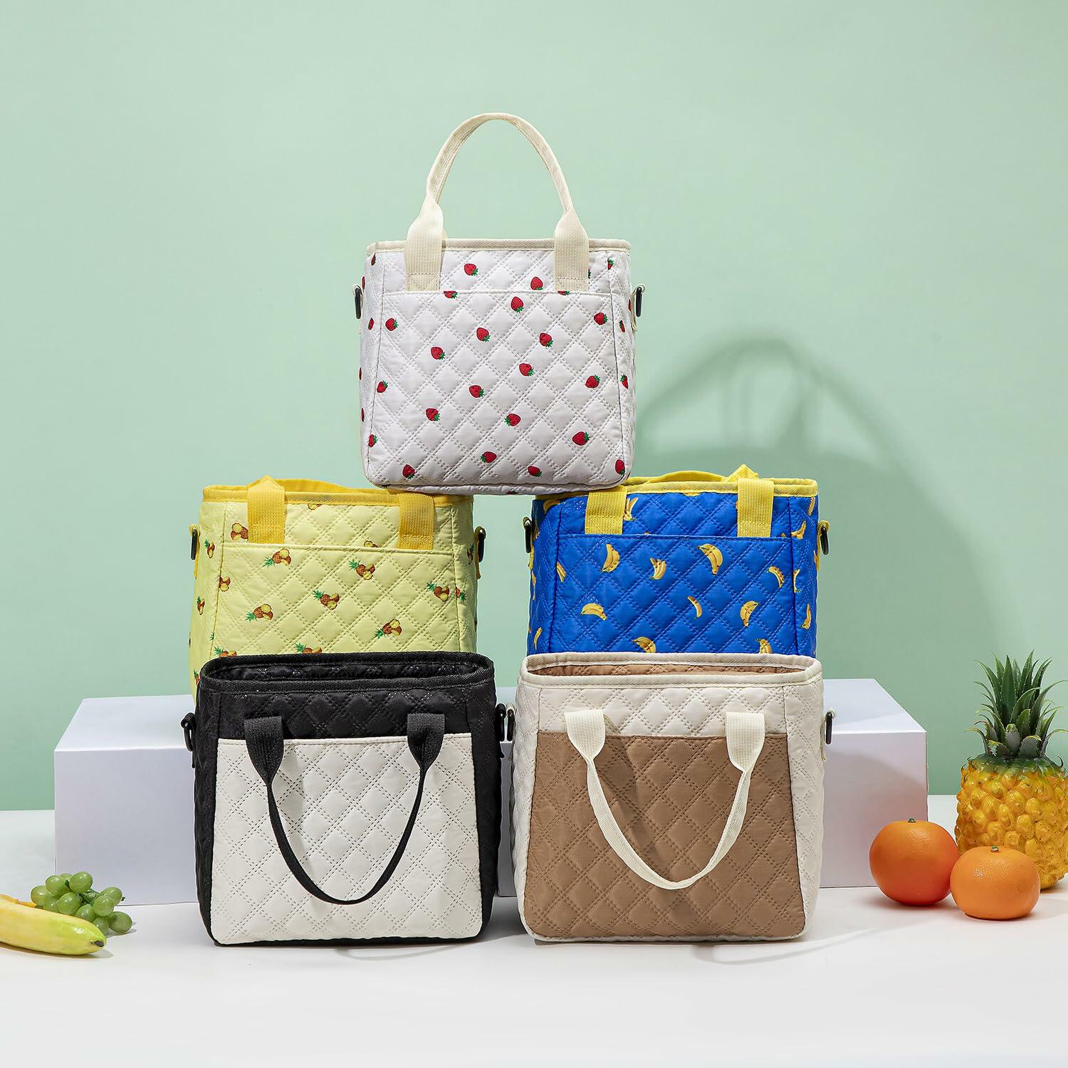 TuErCao Pineapple Insulated Lunch Box Small Portable Lightweight Nylon
