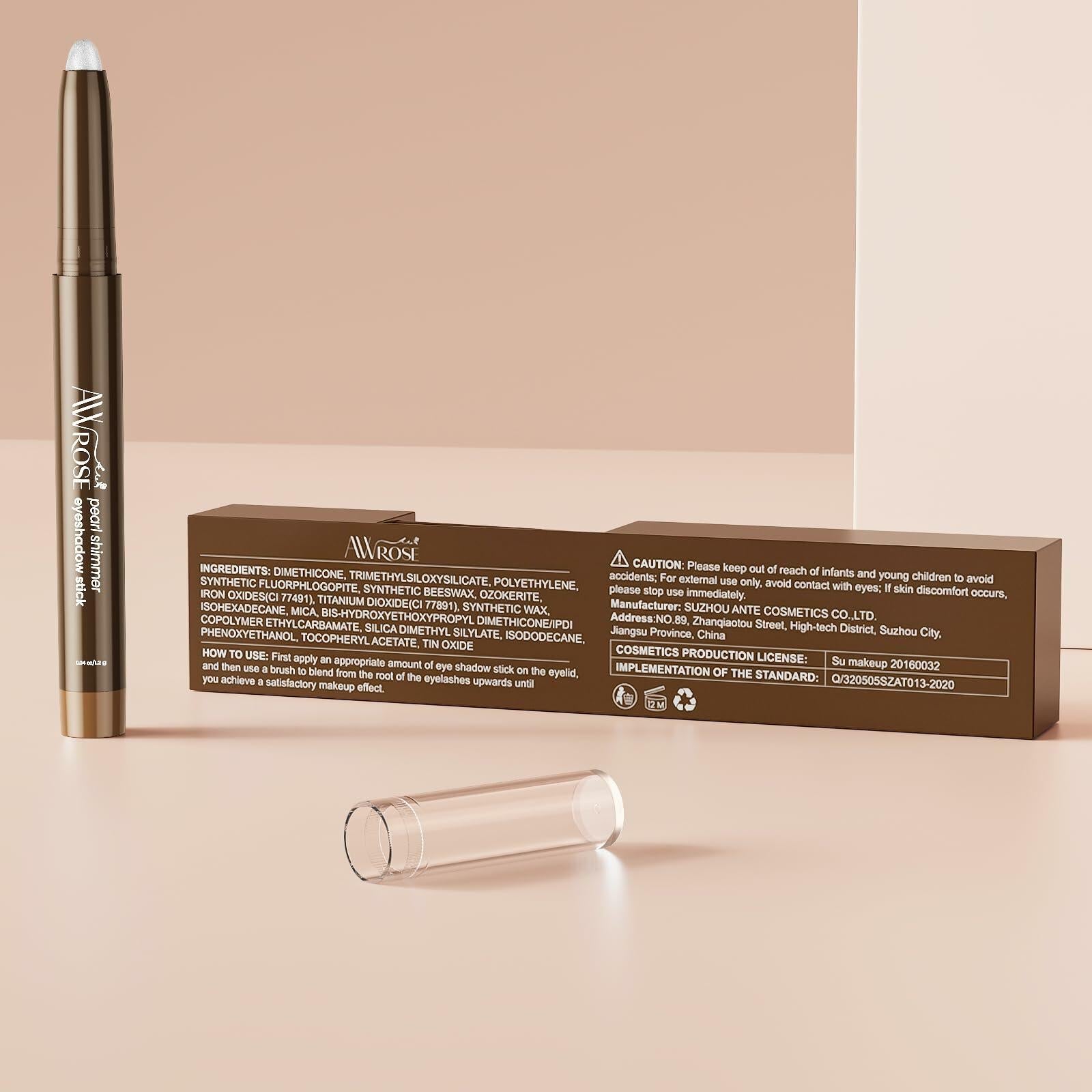 awrose Cream Eyeshadow Stick Waterproof Glitter Shimmer Eye Brightener 1oz
