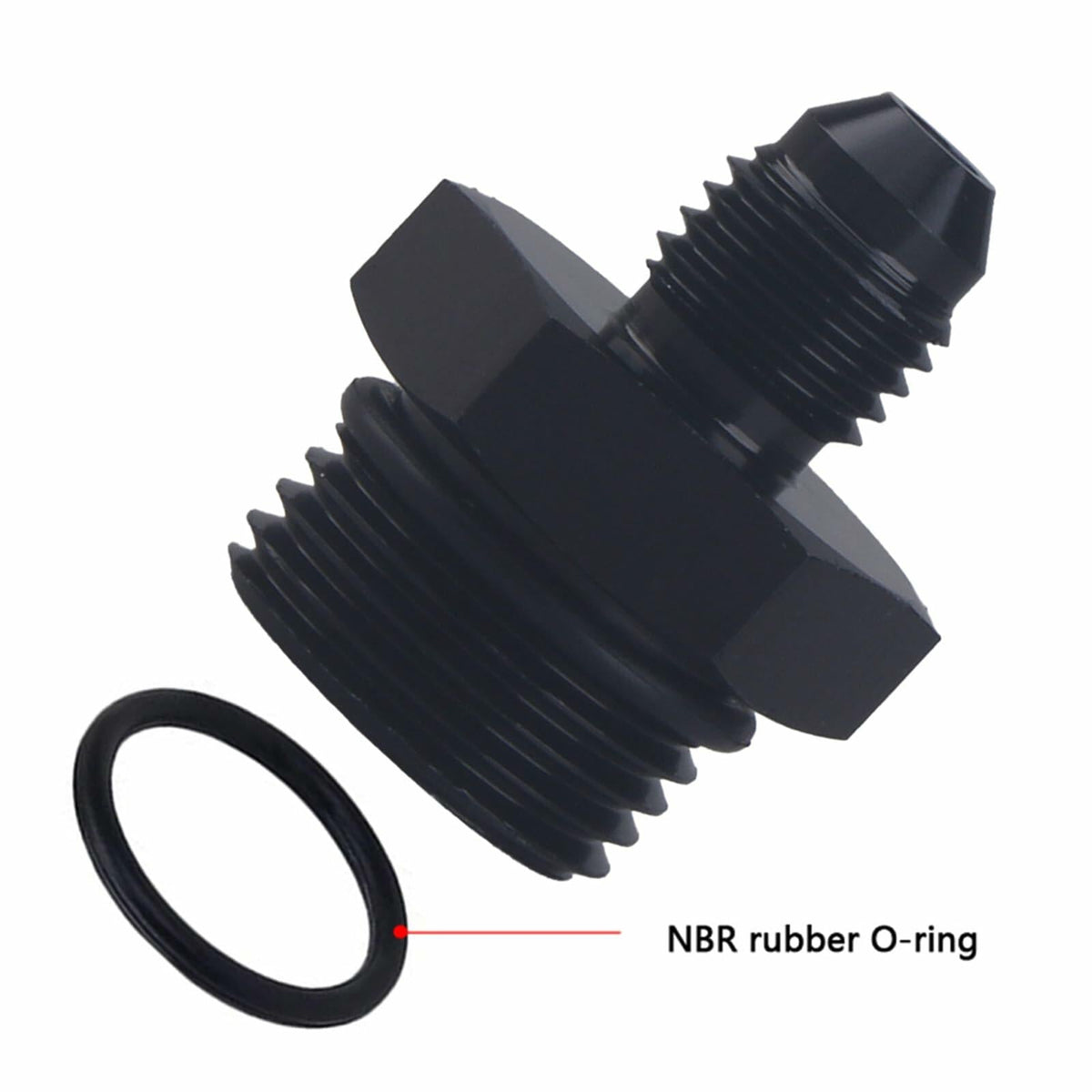 YOMIRACING 6AN Male Flare to 8AN 1/4NPT Aluminum Fuel Rail Adapter Black 2pc