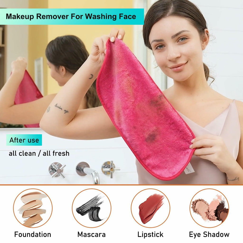 PleasingCare Makeup Remover Cloth Cleansing Towel Chemical Free 3 Count Rosy