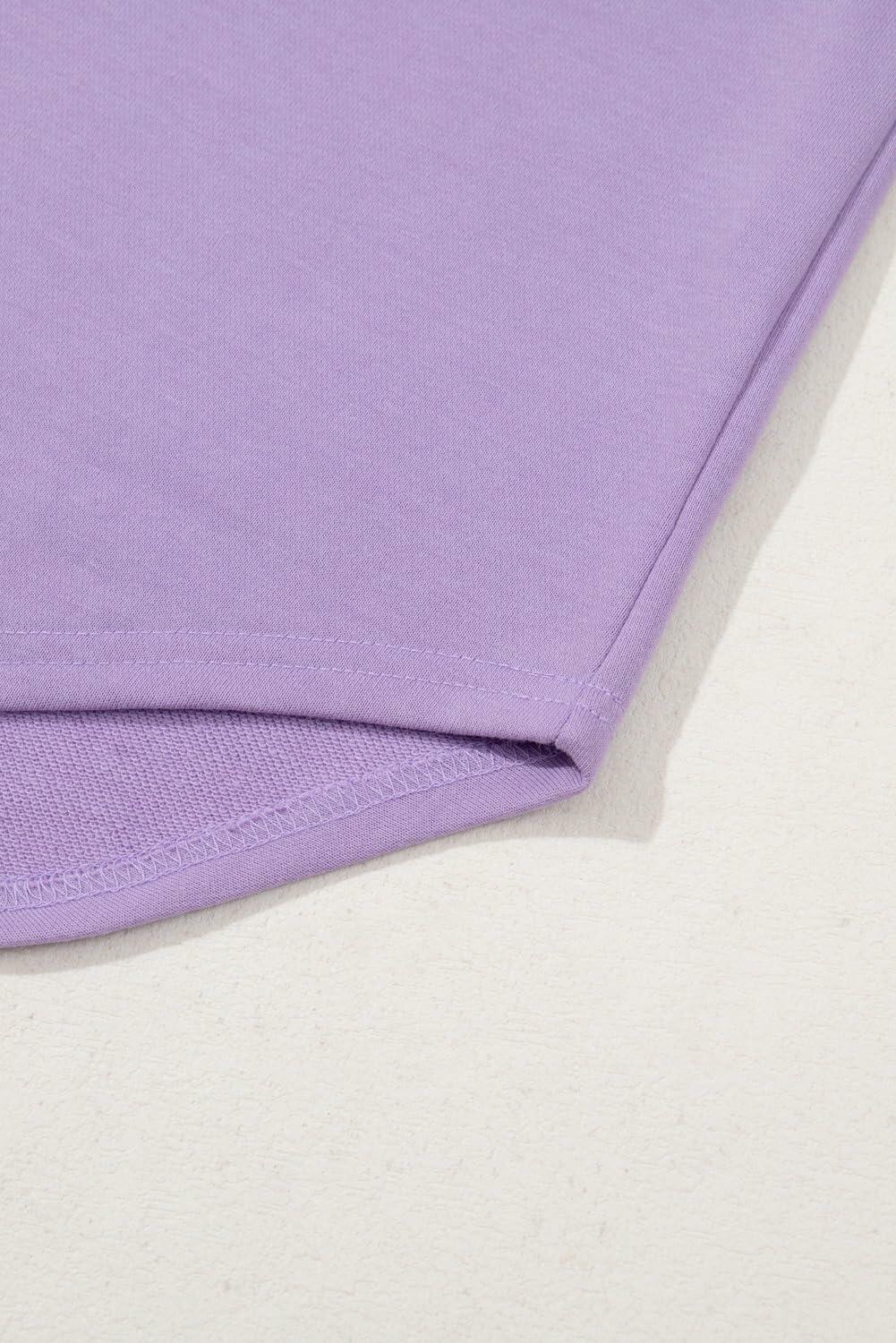 SHEWIN Women Oversized Button Up Sweatshirt Purple Size XL