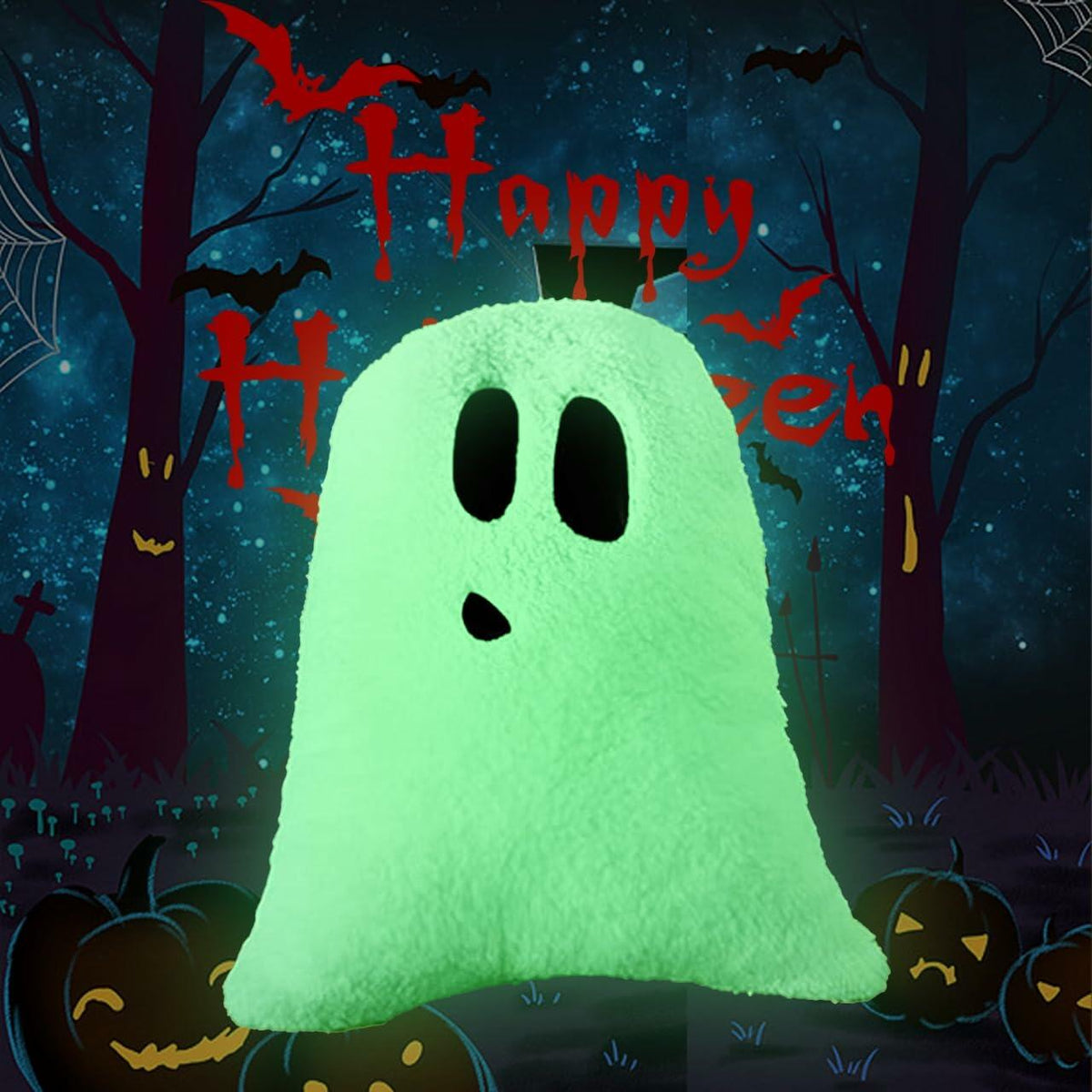 WSARZAHE Halloween Ghost Decorative Pillow Luminous Flannel Standard Size
