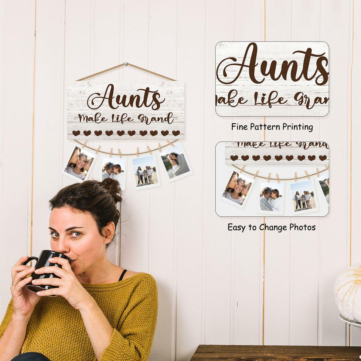 CGBHW Great Aunt Photo Frame Wall Hanging Gift 12x6 Black