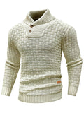 Arcciit Mens Pullover Shawl Collar Cable Knit Sweater Khaki Size 3X-Large