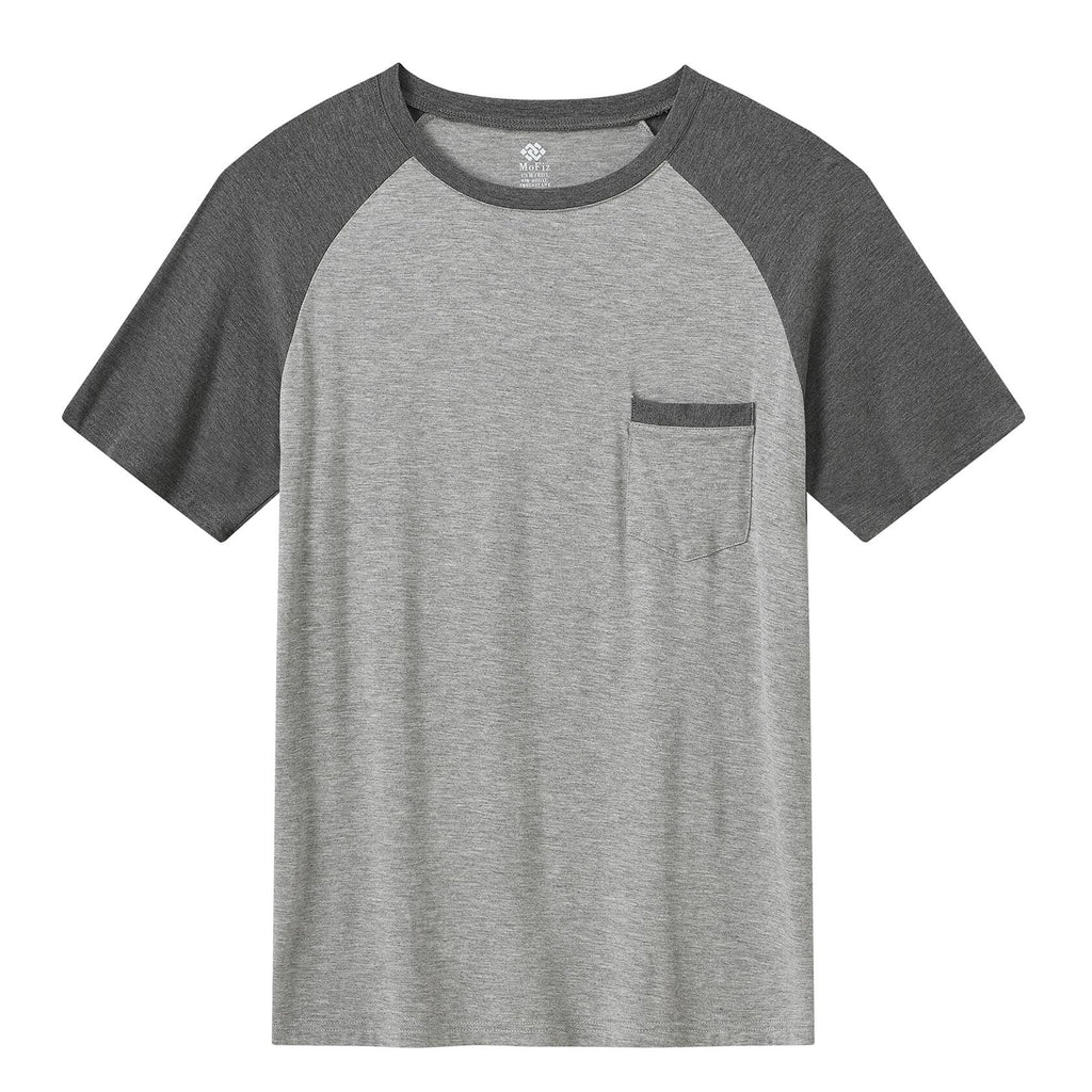 MoFiz Mens Sleepwear Pajama Set Lightweight Cotton Dark Gray Light Grey Size XL
