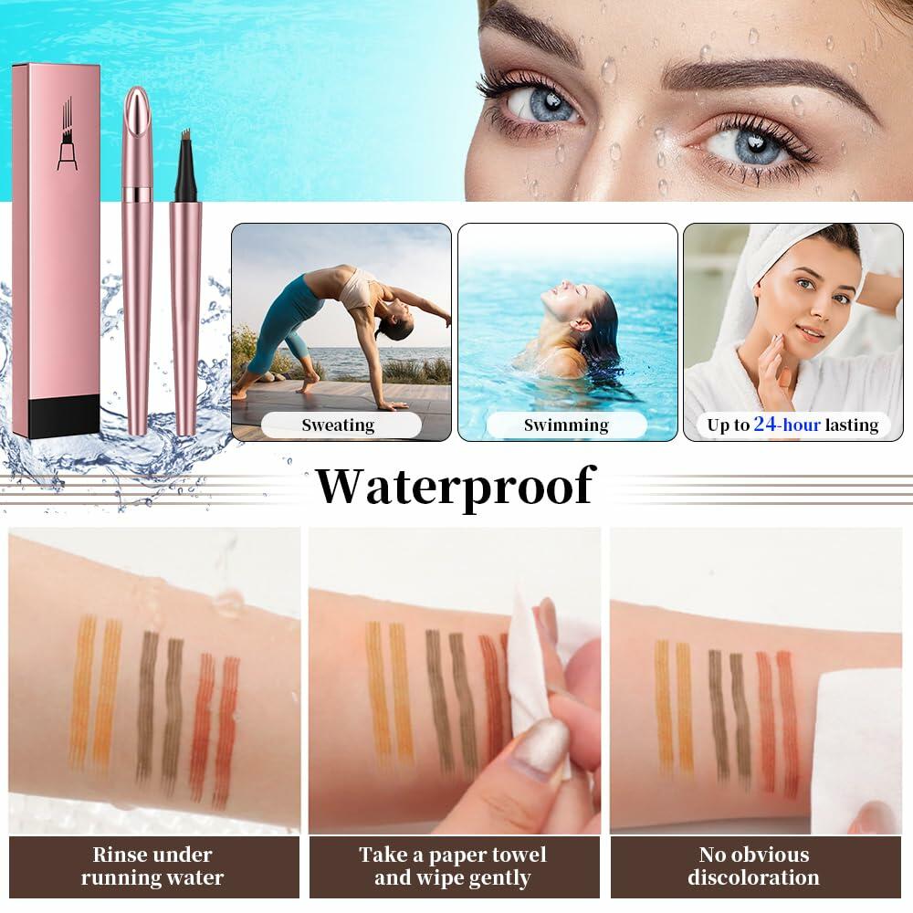 YIWANLLE 3D Microblading Eyebrow Tattoo Pencil Waterproof C-Black 1 Count
