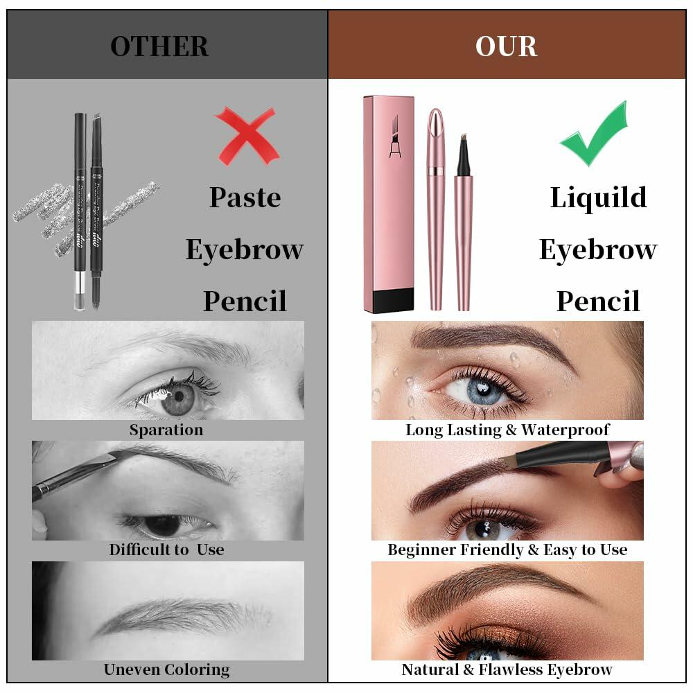 YIWANLLE 3D Microblading Eyebrow Tattoo Pencil Waterproof C-Black 1 Count