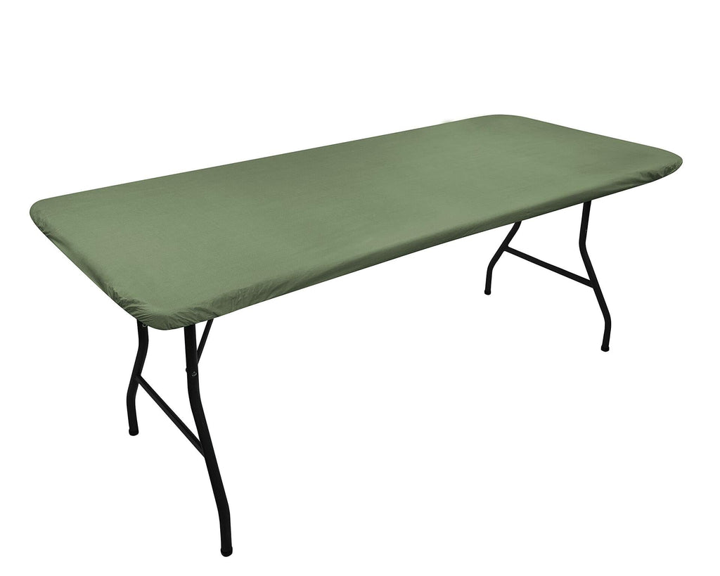 Covers for the Home Elastic Vinyl Fitted Table Cover Basketweave Green 5'x30"