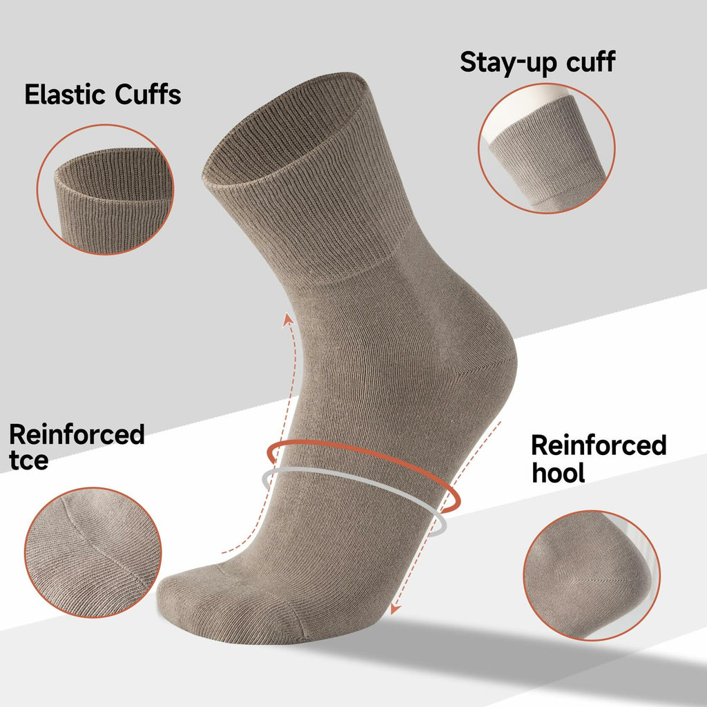 HENNY RUE Men's Cotton Crew & Mid-Crew Socks Casual Mixed Color Size 6-10