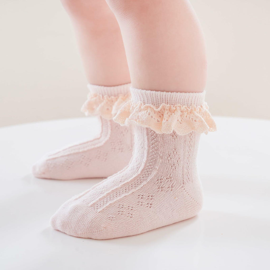 Zumou Toddler Lace Socks Ruffle Eyelet Princess 6 Pairs Size 6-8 Years