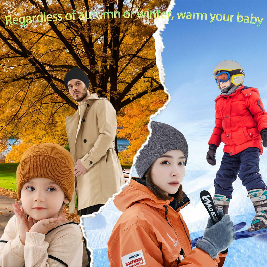 Zion Praiser 2PCS Family Beanie Hat Winter Knitted Warm Caramel Acrylic US 2-6