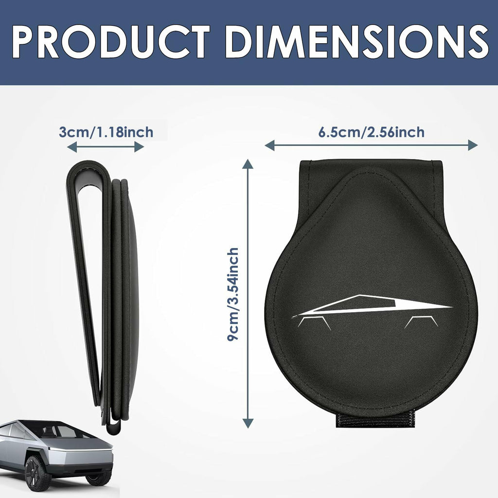 Car Sunglass Holder Tesla Cybertruck 2024-2025 Leather Visor Eyeglass Clip White