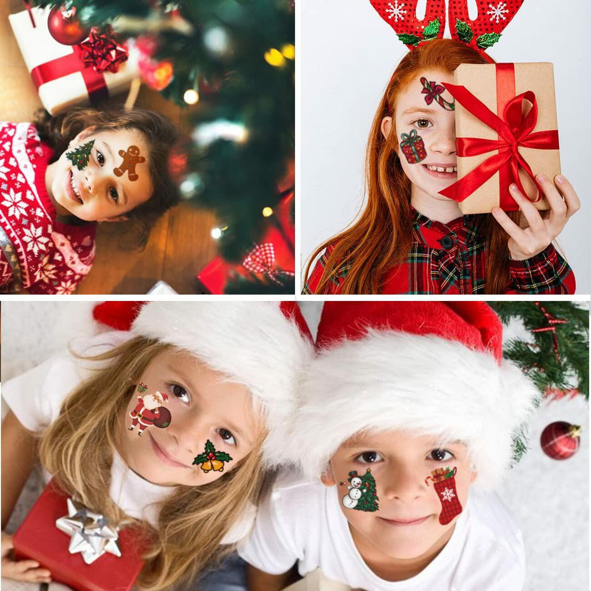 CHARLENT 148pcs Christmas Temporary Tattoos for Kids Xmas Party Favors