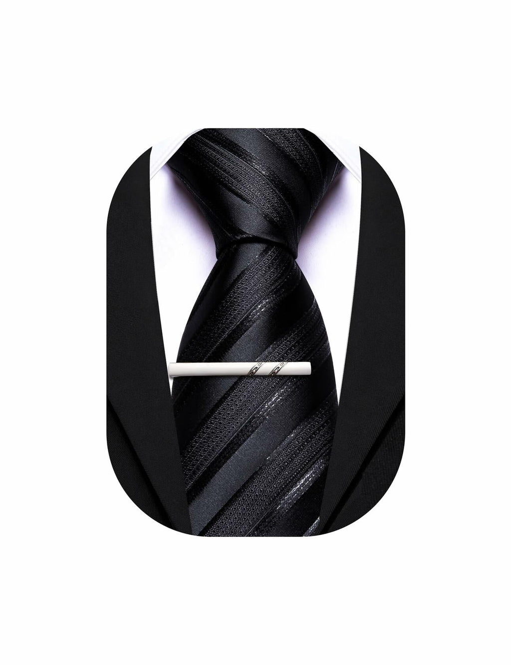 Barry.Wang Silk Men Striped Necktie Tie Clip Blush Pink Size One Size