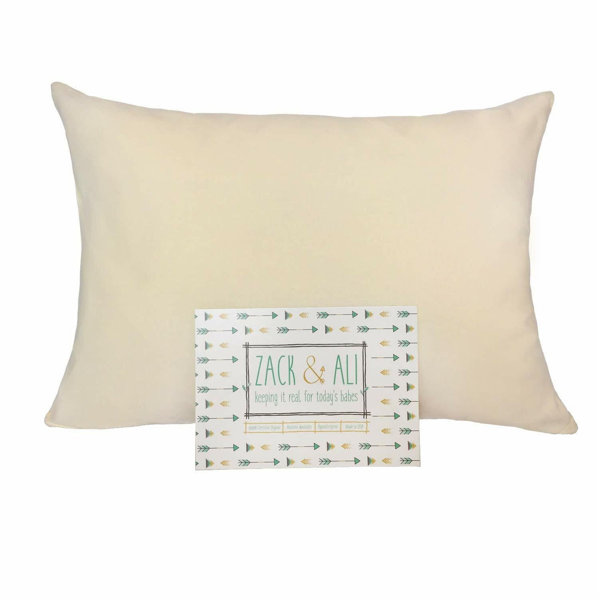 Zack & Ali Organic Toddler Pillowcase Natural 13x18 1-Pack USA