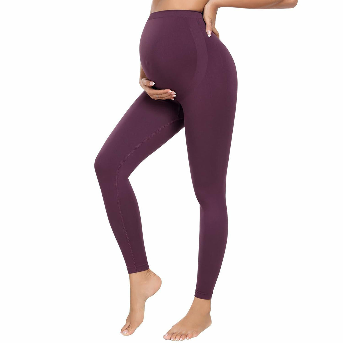 URUWASHI Womens Maternity Leggings High Waist Seamless Workout Black Size M