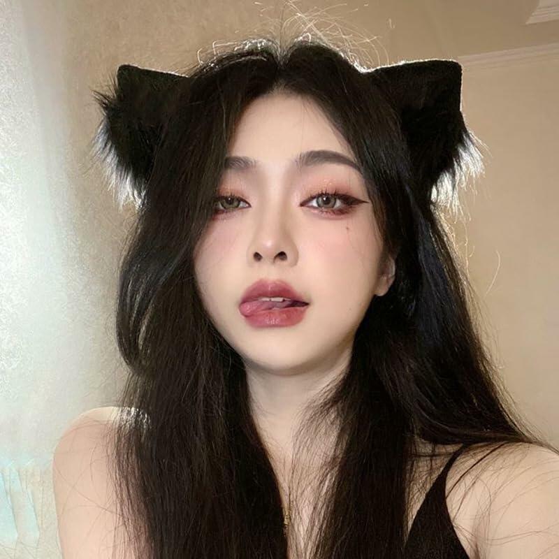 Jinshining White Cat Fox Ears Cosplay Headband with Bells Faux Fur Unisex