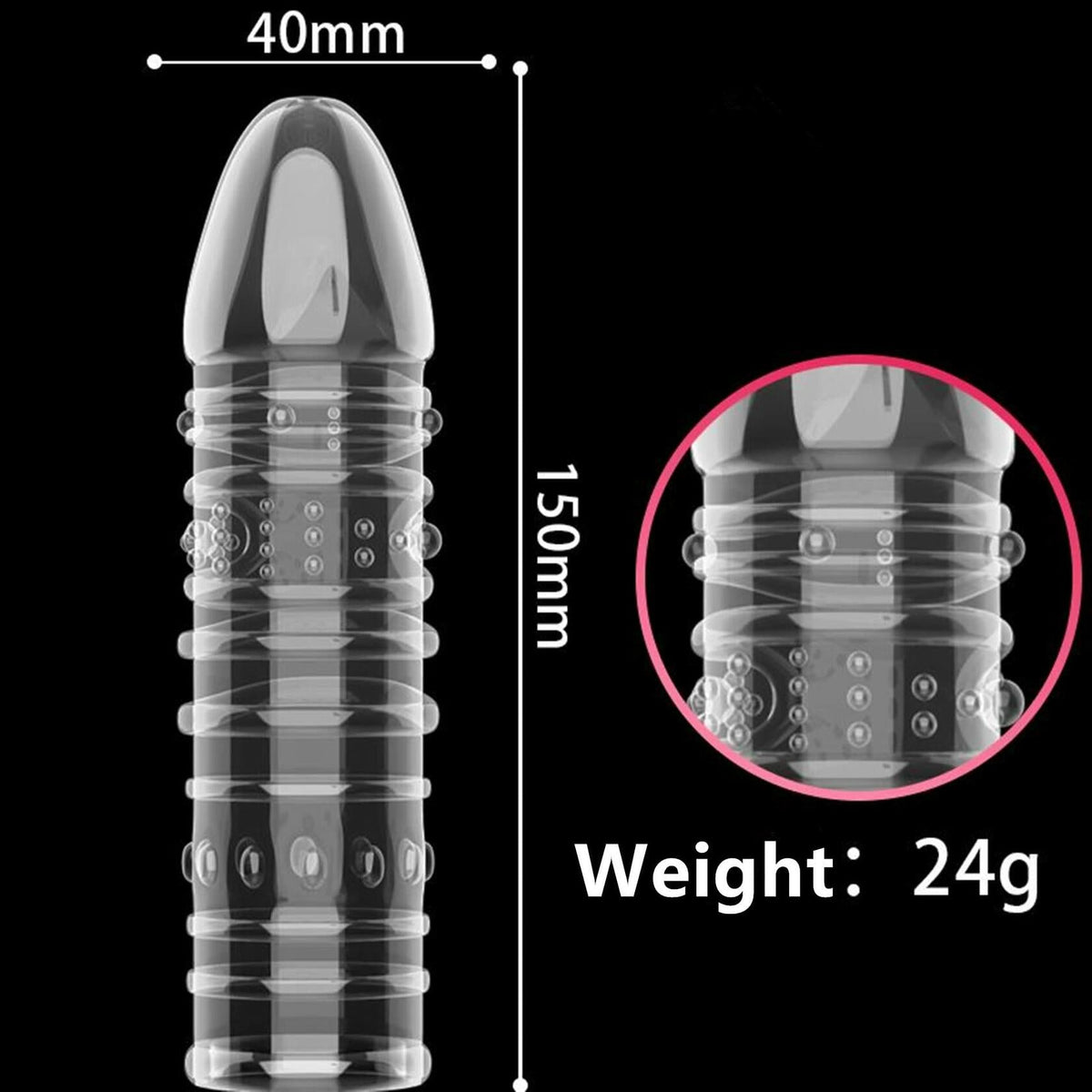 4PCS Threaded Male Condoms Transparent Fine Ring Extended Sleeve Adult