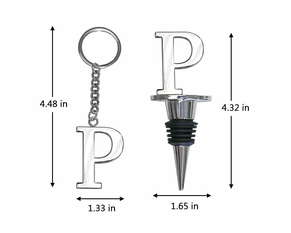 Lutong Letter Gift Set Key Ring Bottle Stopper Silver 2pc