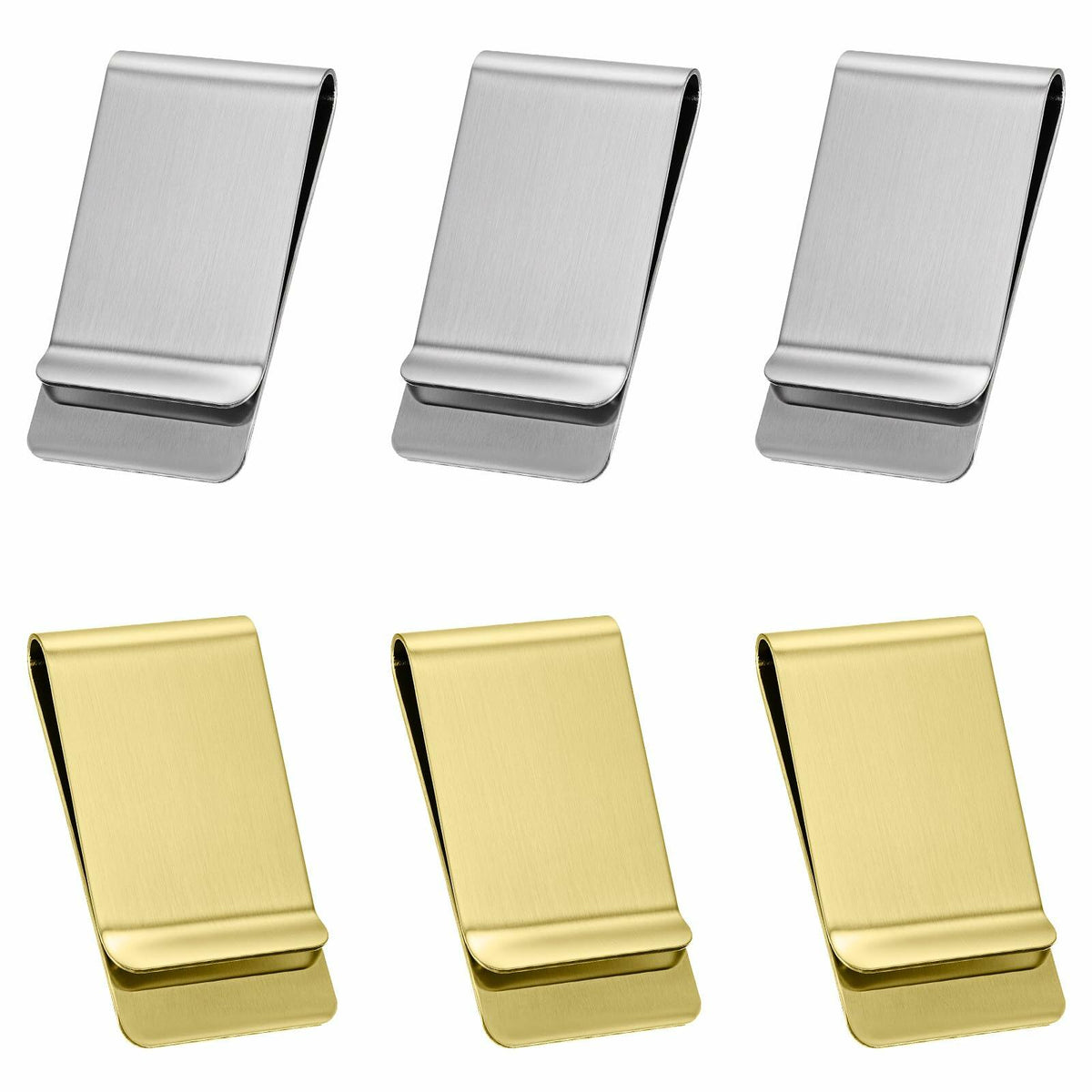 Qianyu Slim Money Clip 6 Pack Stainless Steel Cash Card Holder Gold Silver