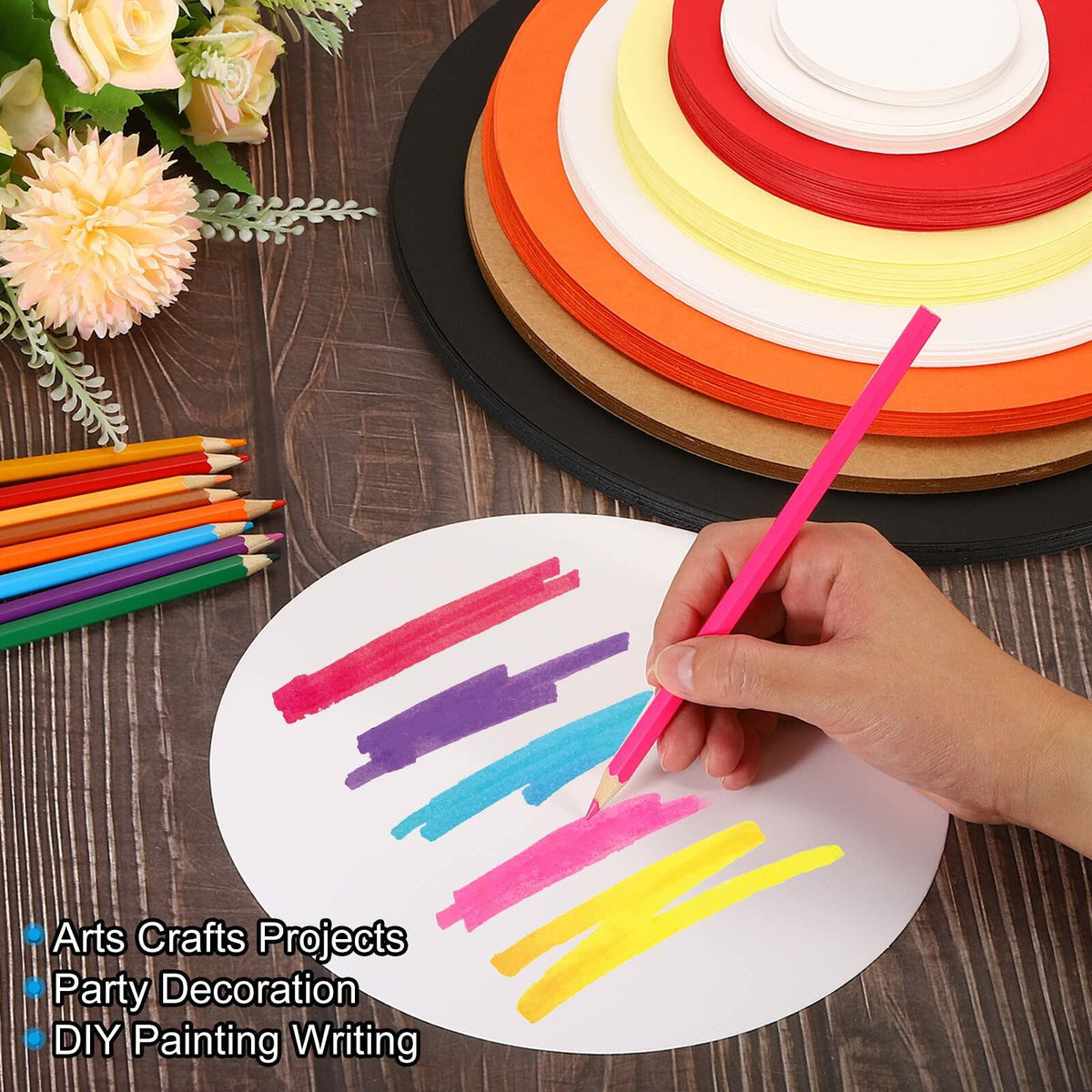 PATIKIL 13-inch Round Cardboard Paper Circles 40 Pcs Yellow DIY Crafts