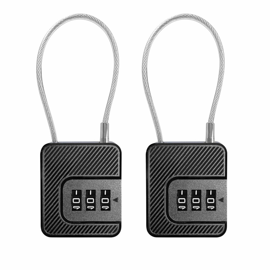 Coipdfty 3 Digit Combination Lock Flexible Steel Cable Waterproof White 2 Pack