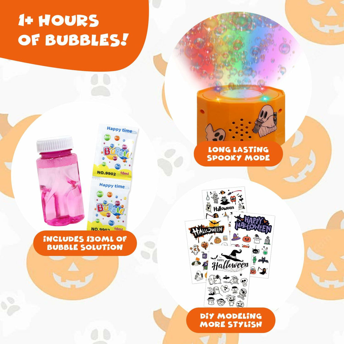 KYUKUDZ Halloween Bubble Machine Portable Automatic Lights Spooky Sound