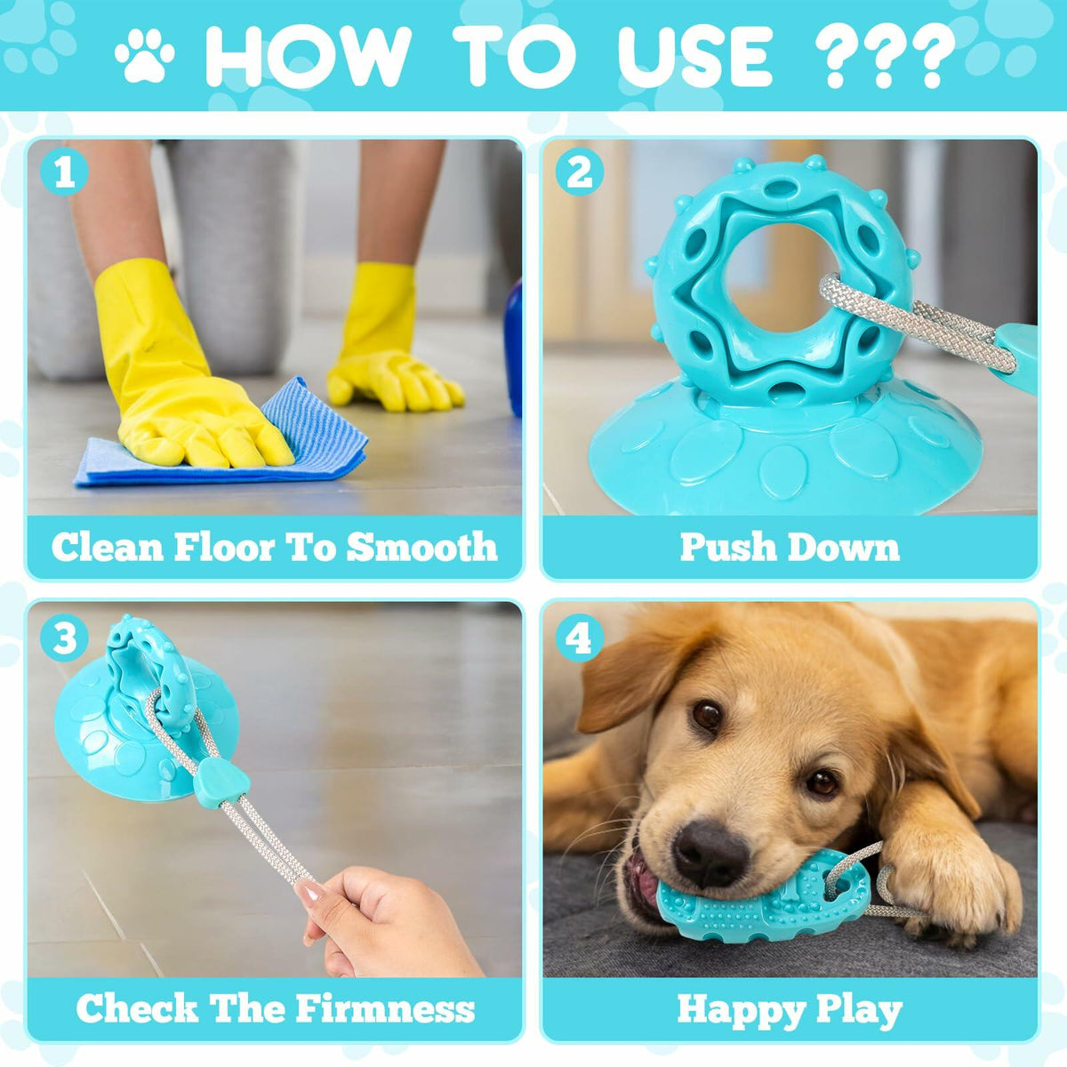 Jieffifa Indestructible TPR Dog Chew Toy with Suction Cup Blue