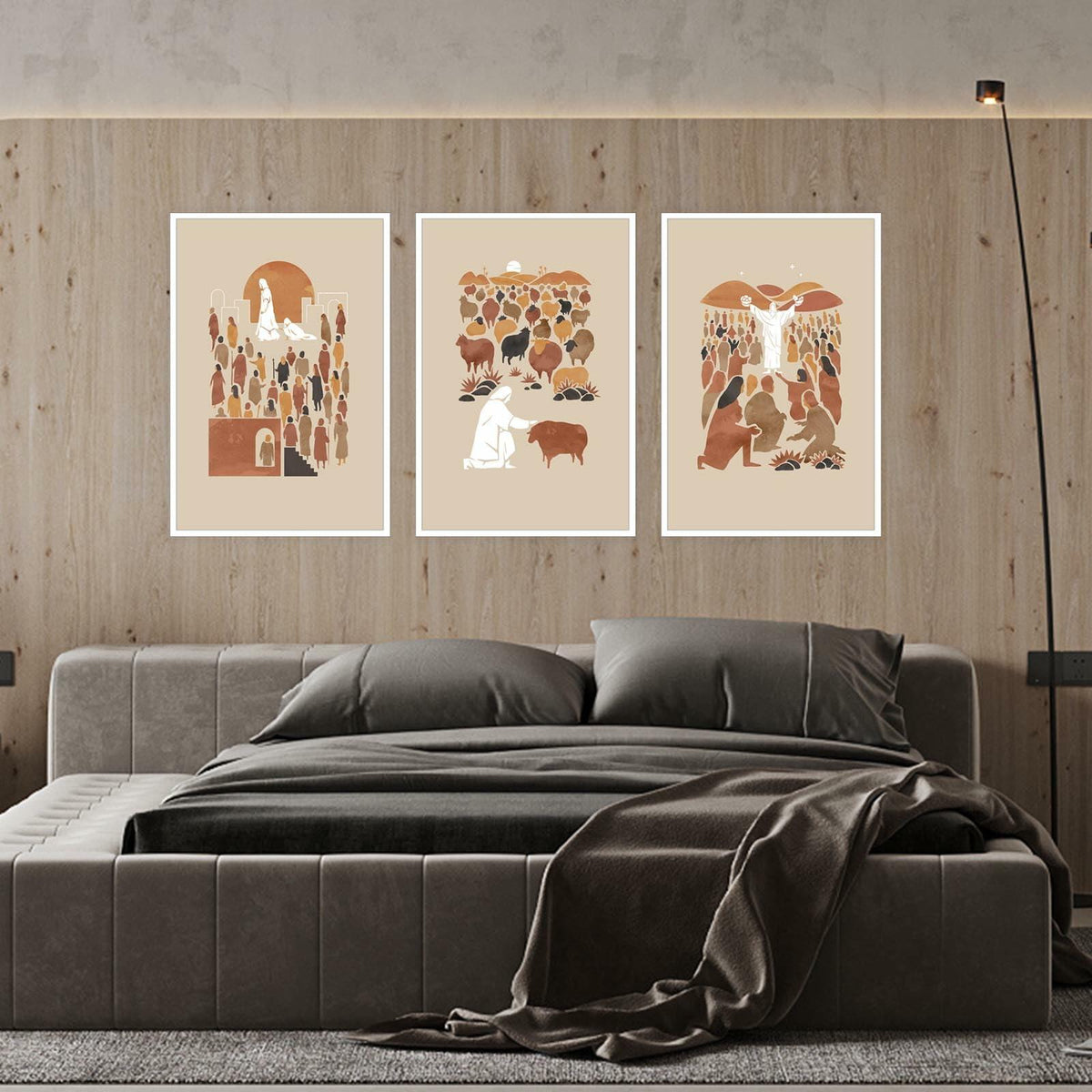 FBKDVC Christian Canvas Wall Art Set 3 Jesus Shepherd 16x24in Unframed