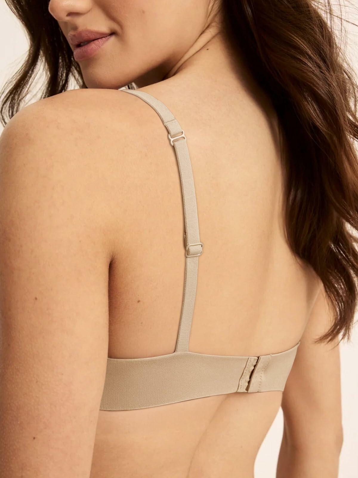 REORIA Wireless Bra Teardrop Seamless Light Lift T-Shirt Clay Size 34B
