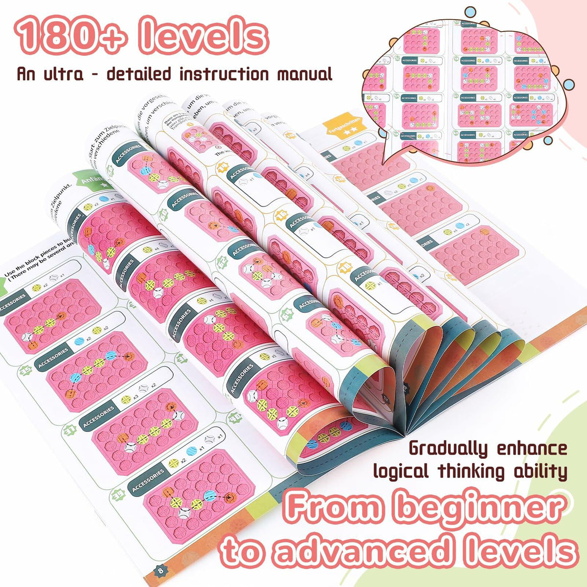 fygurso Logic Road Builder STEM Toy Puzzle Pink 32PCS Brain Teaser Game