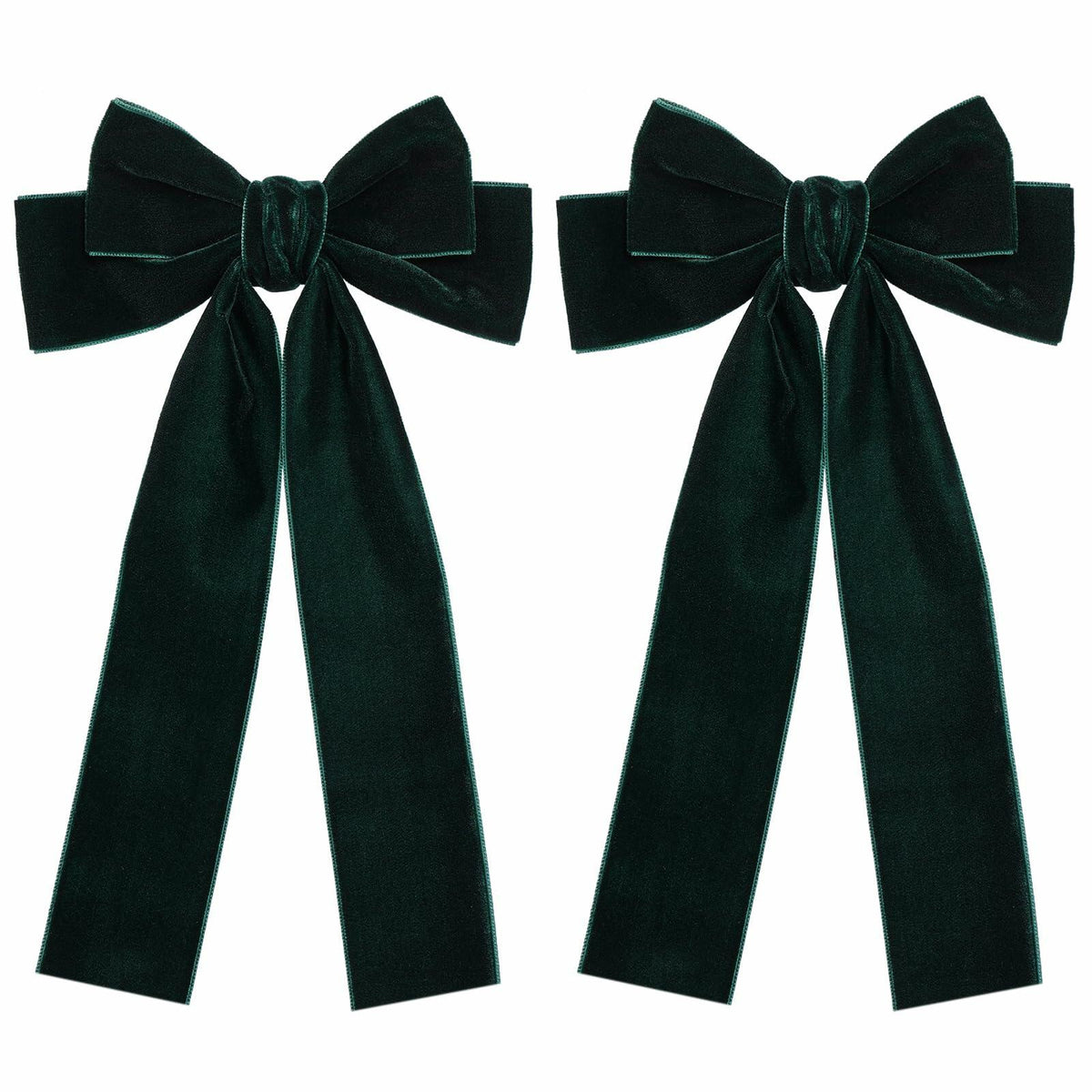 Miroksh Velvet Ribbon Hair Bows Clips Dark Green 2pcs 5.5 Inch