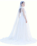 Geyoga Women Peals Tulle Hooded Cape Sheer Elf Cloak White