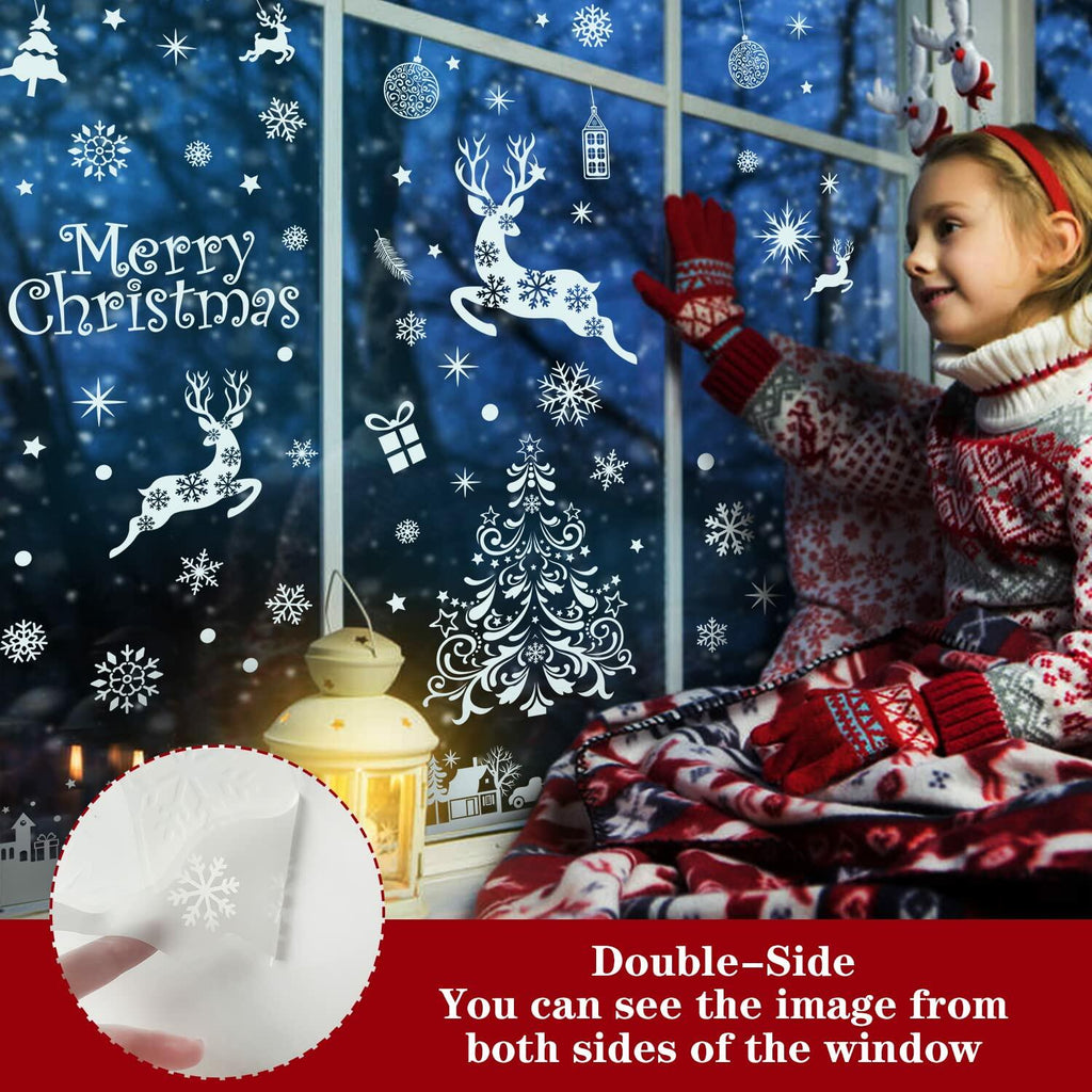 LOKIPA Christmas Window Clings Large Black Snowflakes Decals for Window