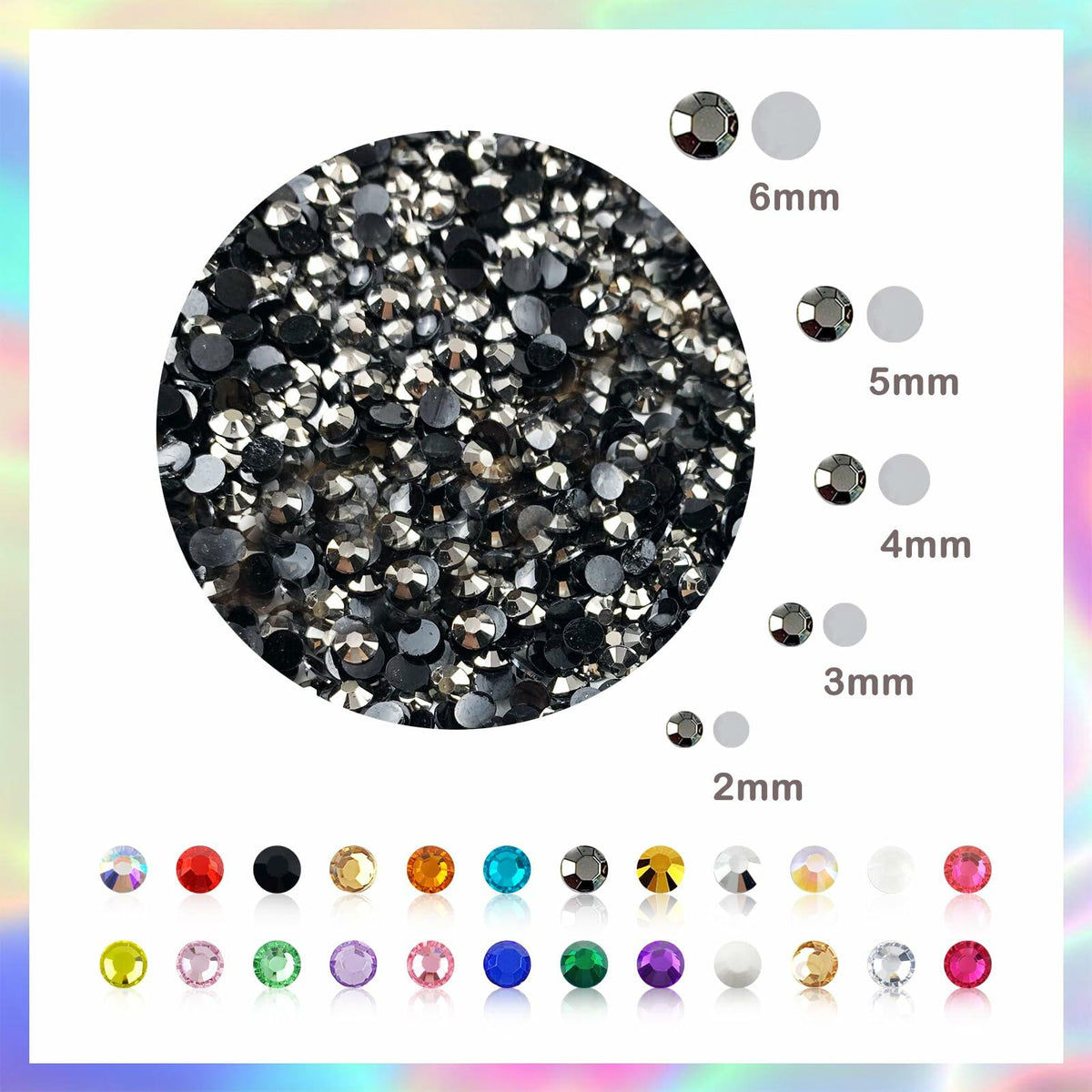 CLRDIVA 5mm White Resin Rhinestones Flatback Round Gems for Crafting DIY