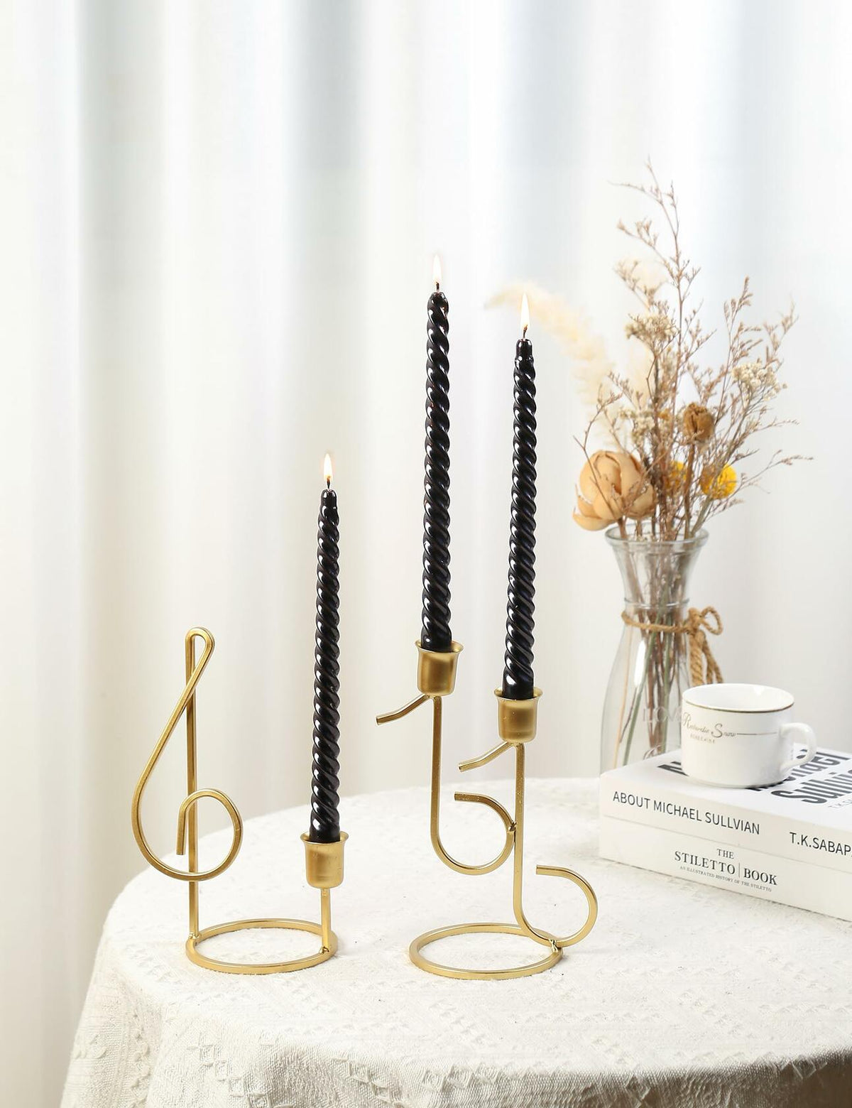 Color Poem Ornament 10in Black Dripless Halloween Taper Candles Set of 4