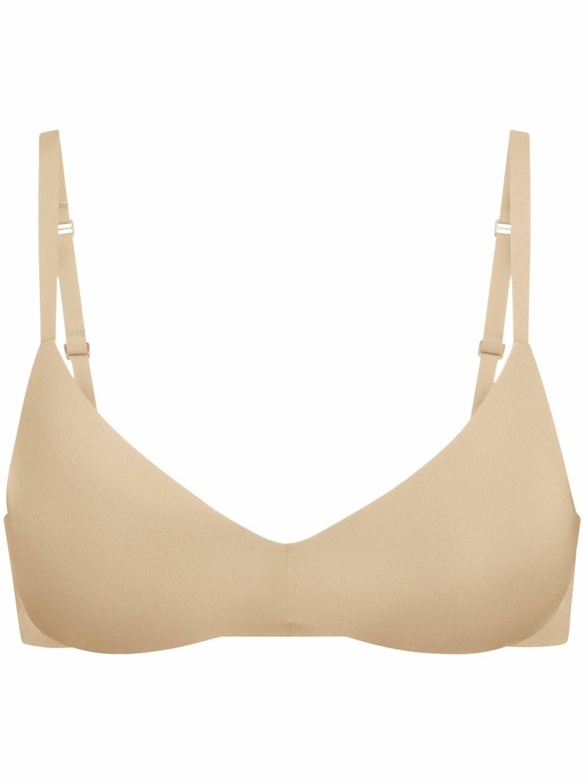 REORIA Women's Wireless Bra Teardrop Seamless Light Lift Comfort Plunge Light