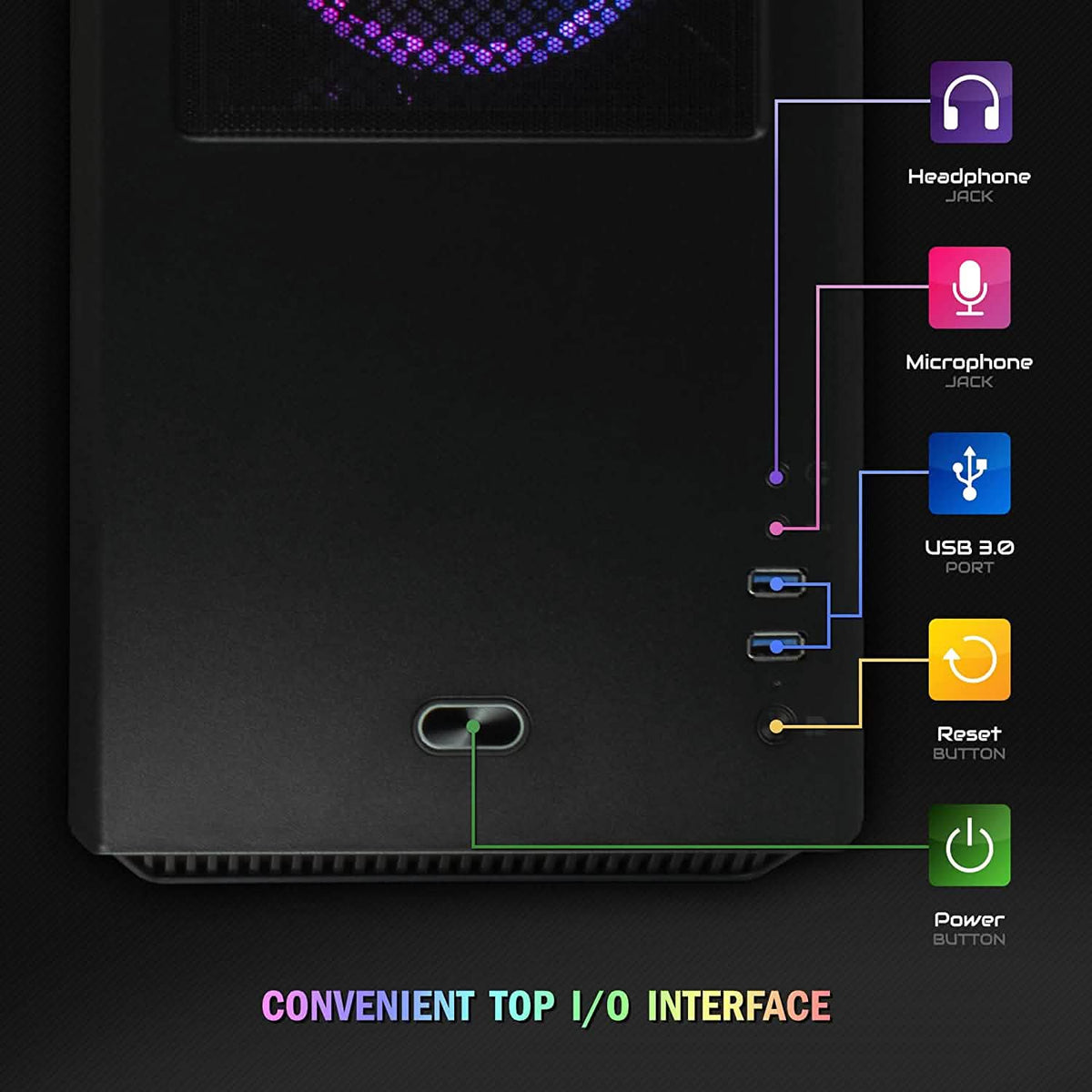 Periphio Centaur Prebuilt RGB Gaming Computer 16GB DDR4 RAM 500GB NVMe M.2 SSD + 1TB HDD (Refurbished)