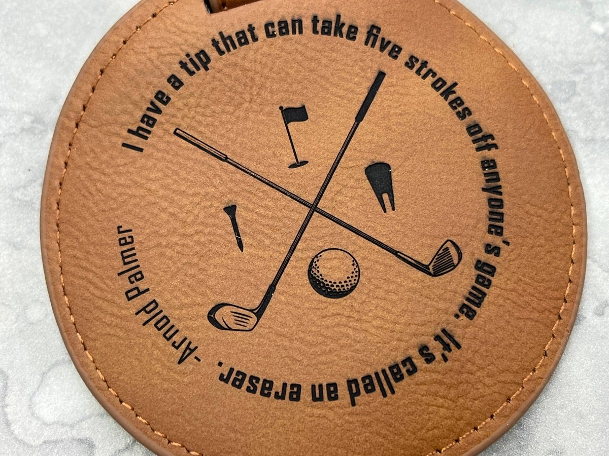 Personalized Golf Gift Set - Leather Tee Holder and Ball Marker