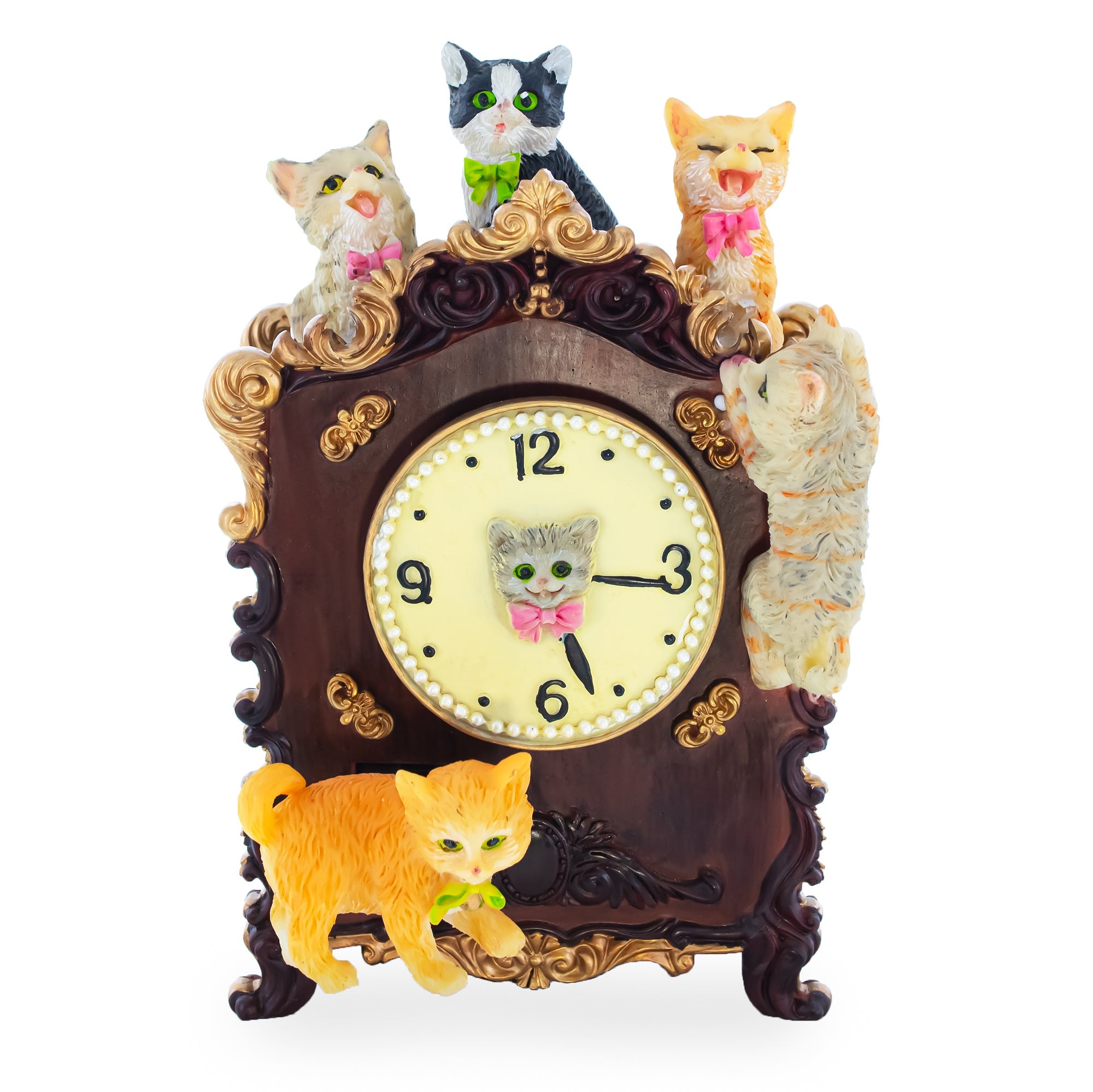 Animated Musical Figurine with Playful Felines