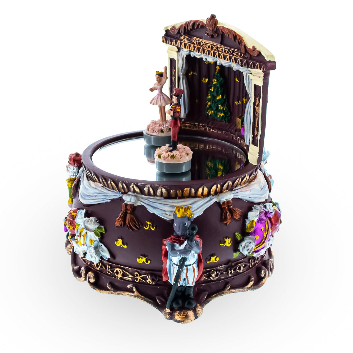 Animated Nutcracker Theatre Figurine - Rotating Ballerina Mirror Music Box