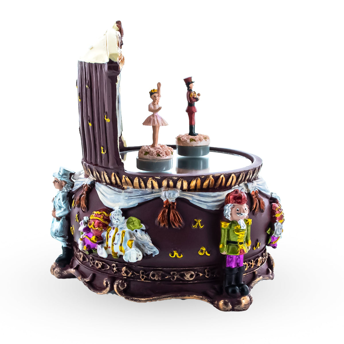 Animated Nutcracker Theatre Figurine - Rotating Ballerina Mirror Music Box