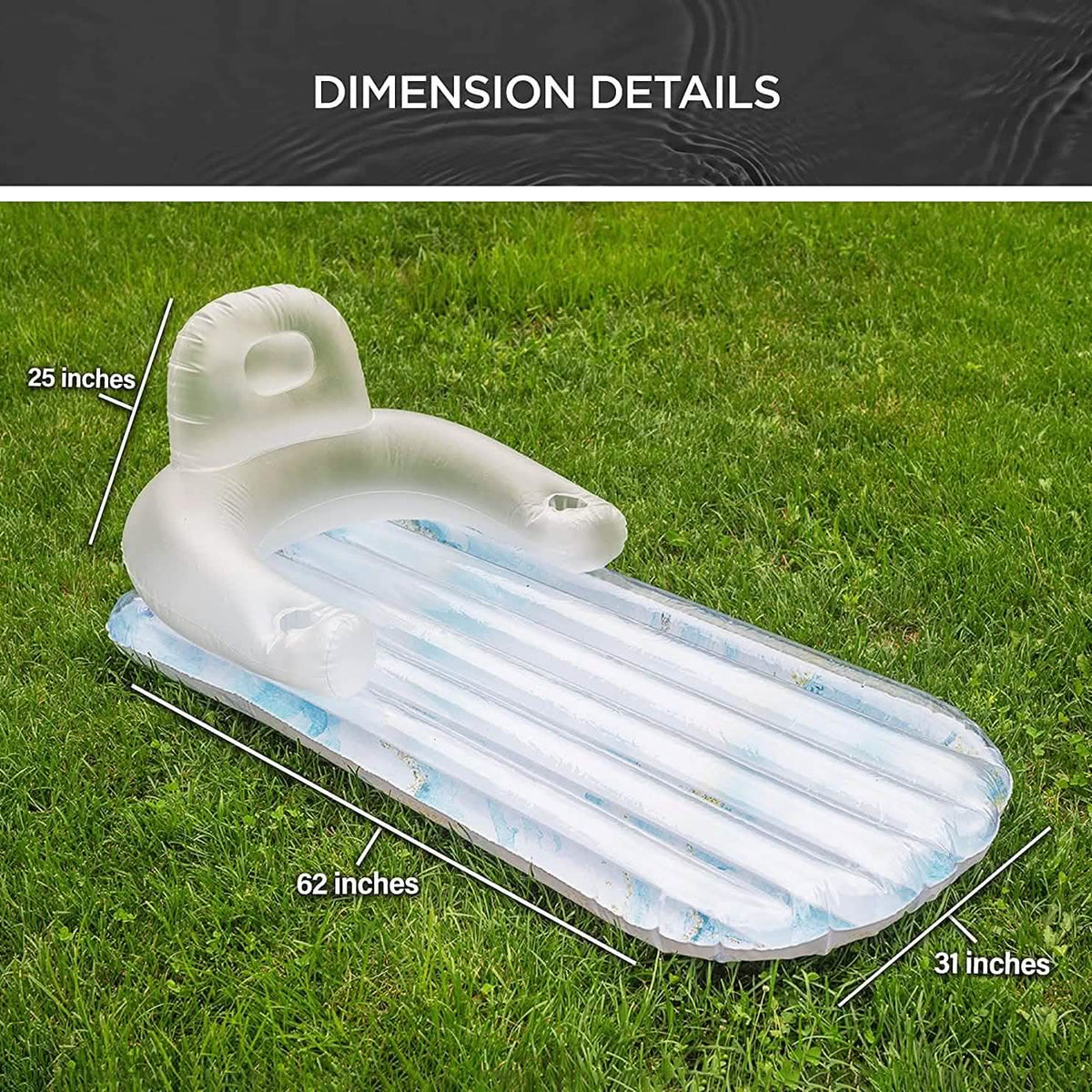 Pool Float for Adults Inflatable Lounge Chair Recliner for Swimming/Tanning