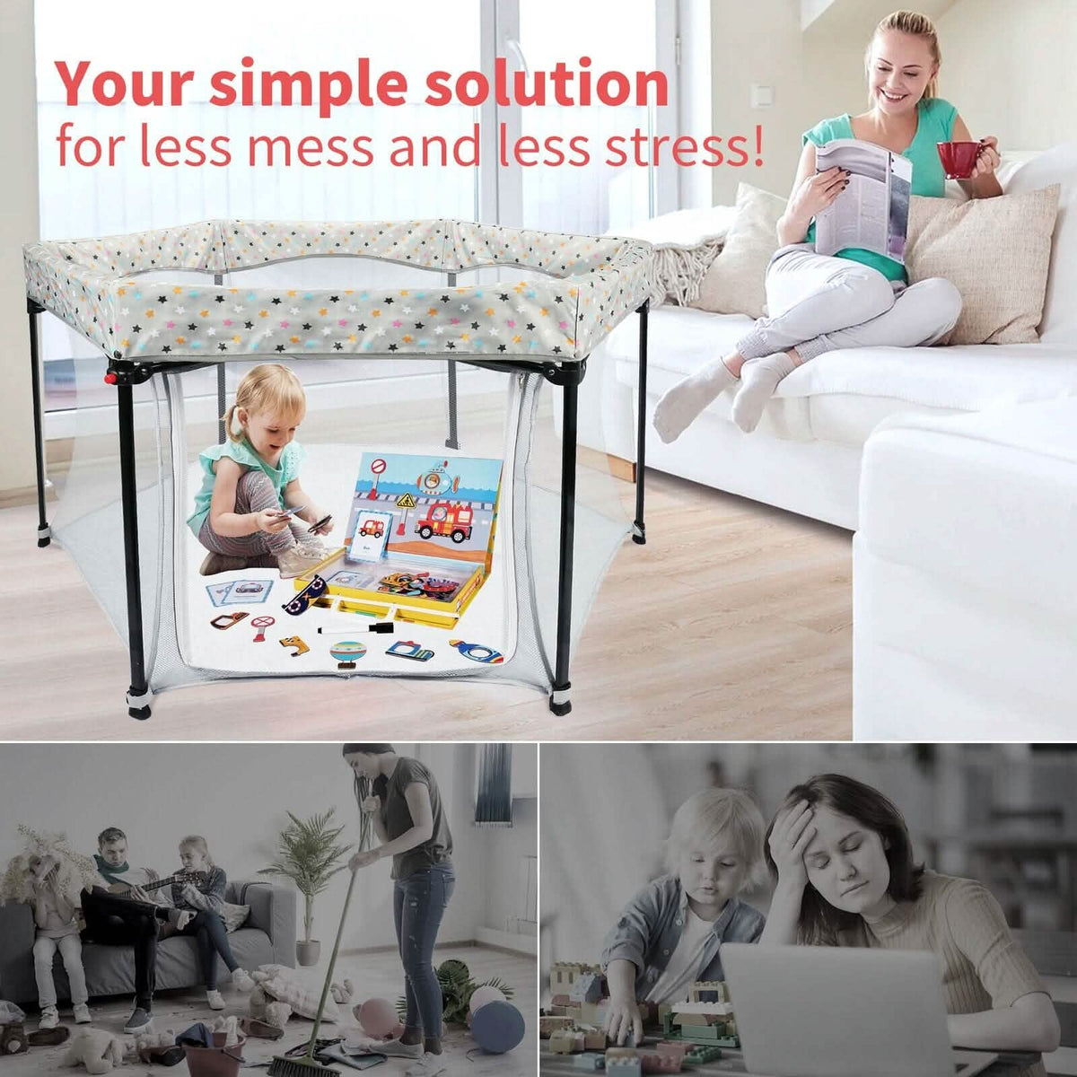 Portable Folding Playard for Babies, Toddler Indoor & Outdoor Play