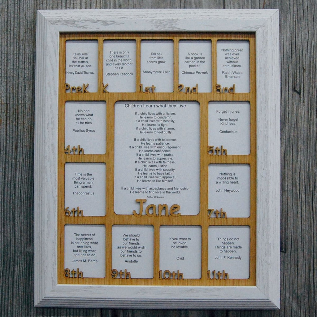 PreK-12th Grade School Years Picture Frame - Rectangular Openings
