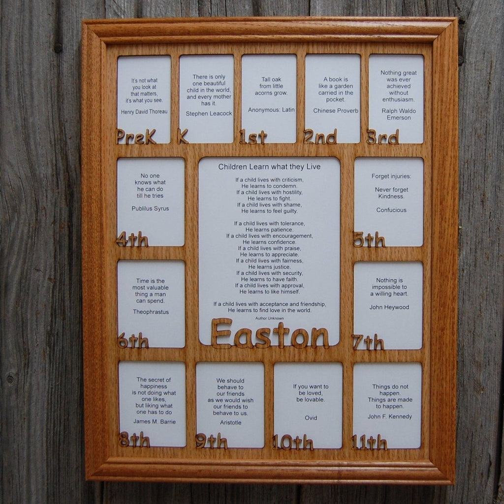 PreK-12th Grade School Years Picture Frame - Rectangular Openings