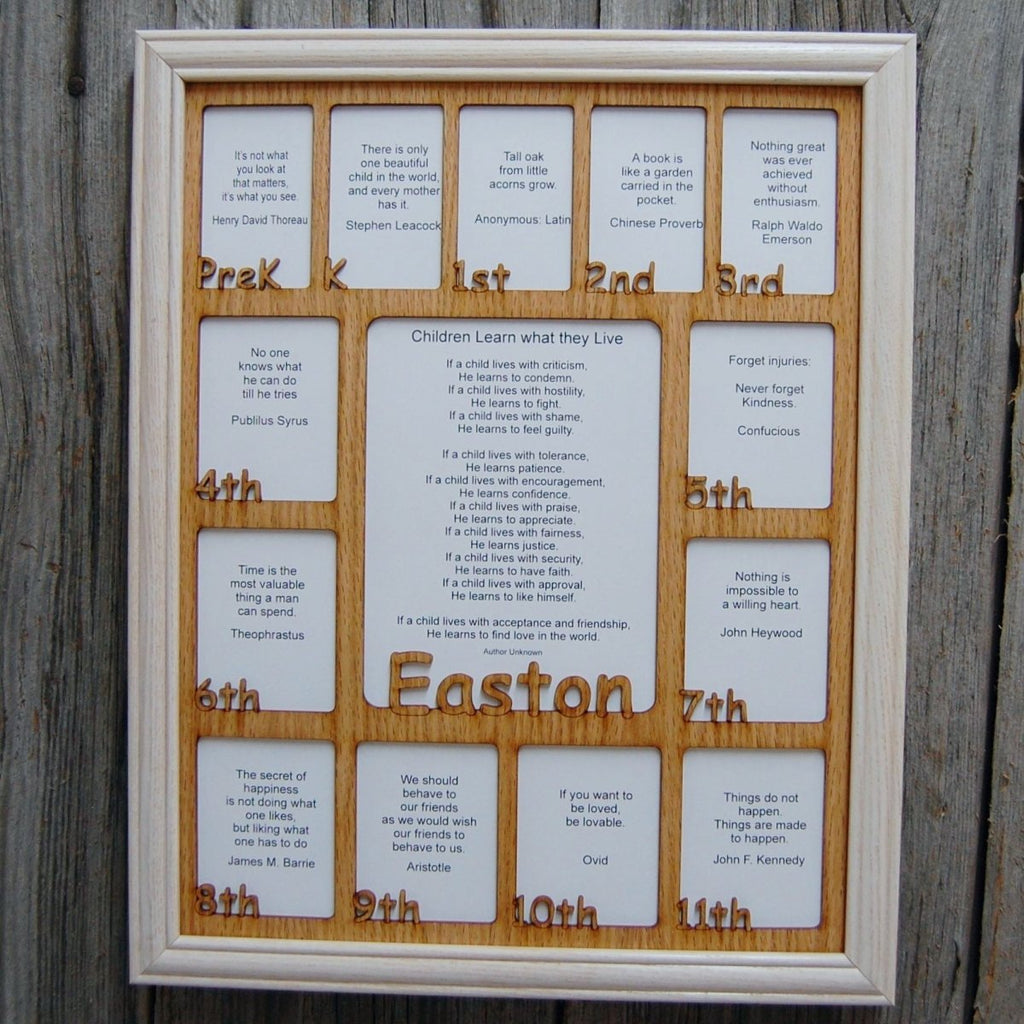 PreK-12th Grade School Years Picture Frame - Rectangular Openings