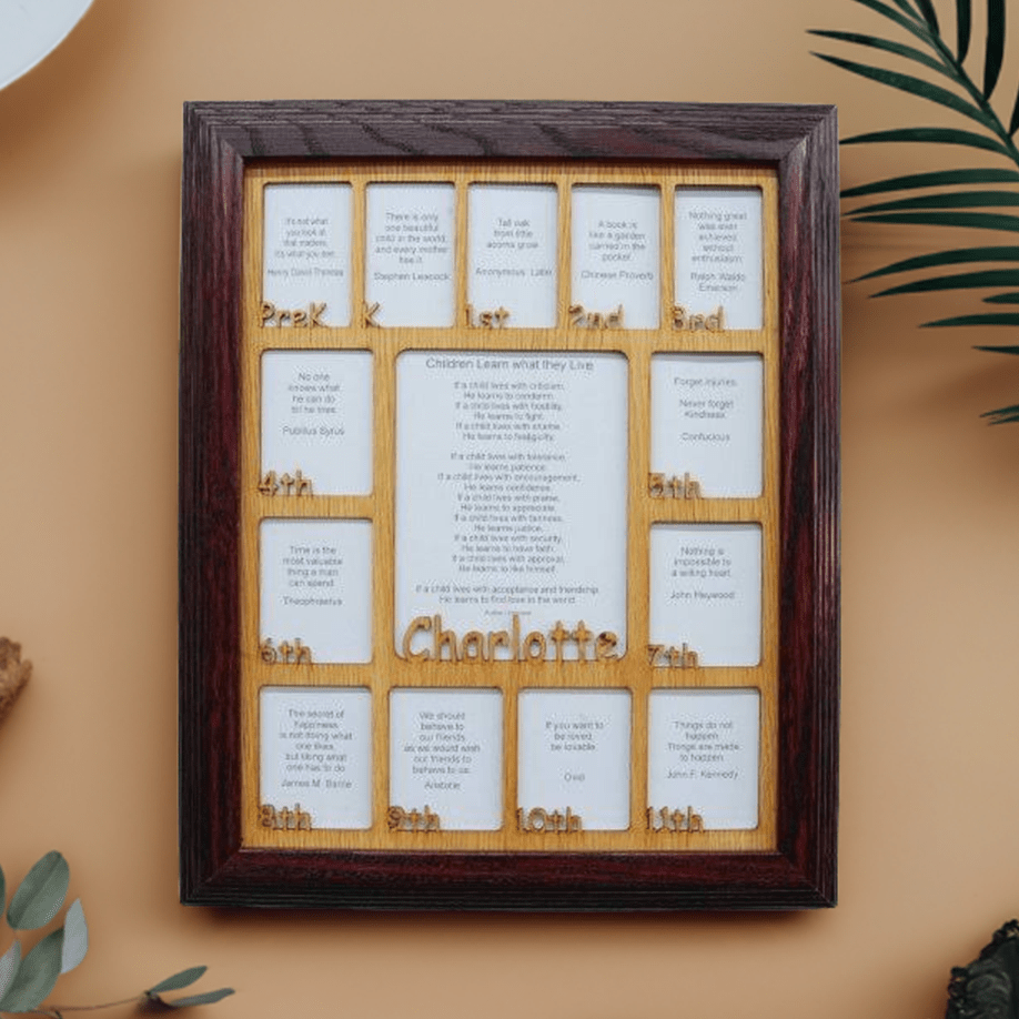 PreK-12th Grade School Years Picture Frame - Rectangular Openings