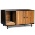 Cat Litter Box Enclosure with Divider and Double Doors-Coffee